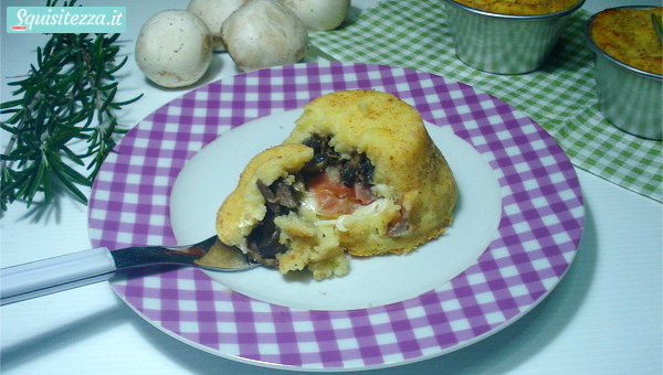 Tortino di patate funghi e speck